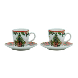 VESTIAMO CASA GRAN NATALE - Set 2 Tazzine Natalizie Decoro Albero di Natale 8 cl