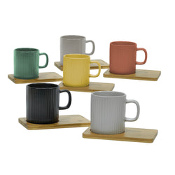 GUSTO CASA - Set 2 Tazze con Base in bamboo 35 cl