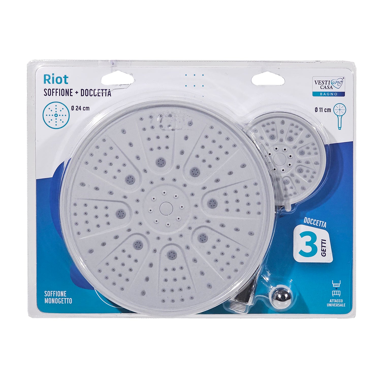 VESTIAMO CASA - Se Doccia Riot Cromato con Soffione e Doccetta