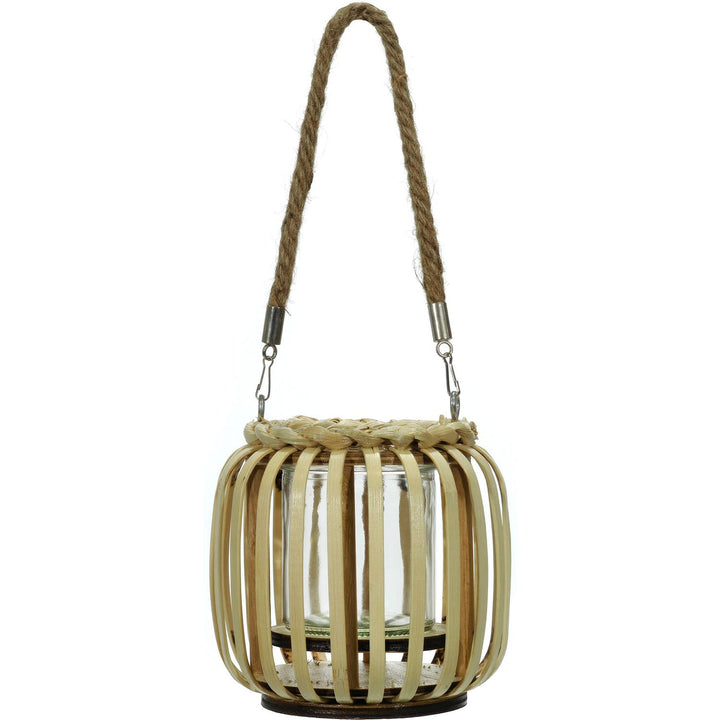 VESTIAMO CASA - Lanterna portacandela con cestino in bamboo Naturale h14x14 cm
