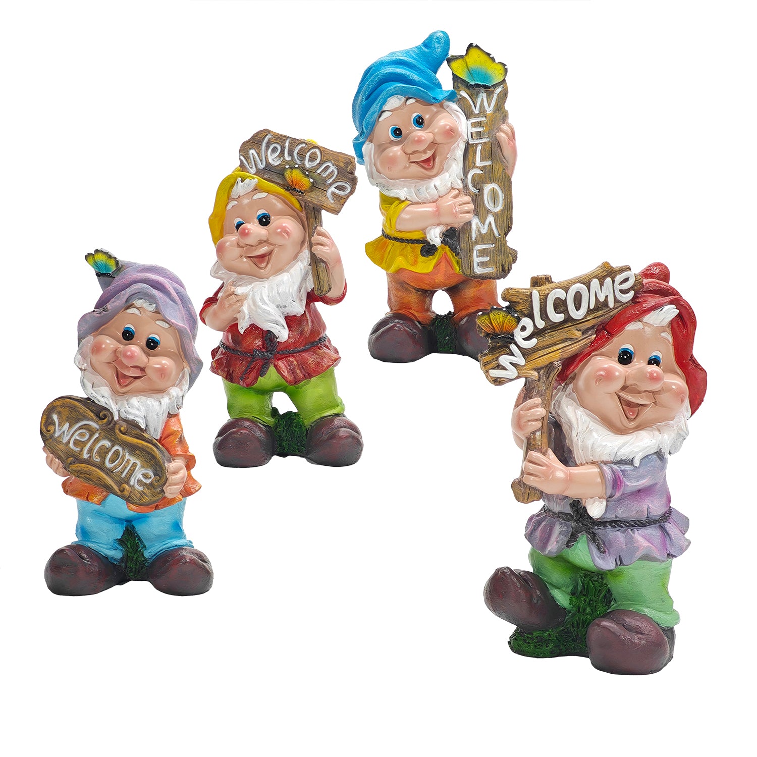 GT - Decorazione da Giardino Gnomo “Welcome” in Poliresina h 31 cm