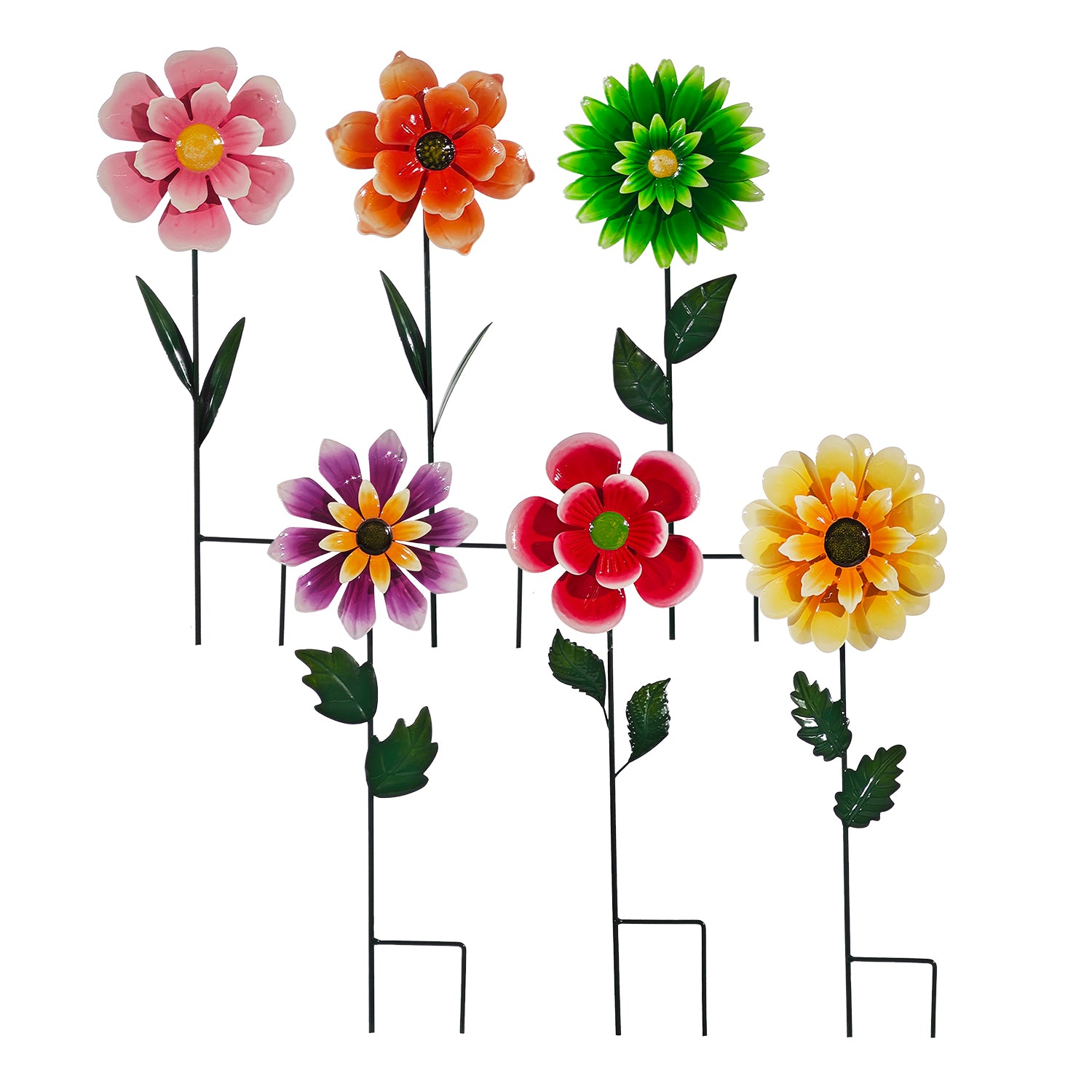 VESTIAMO CASA GIARDINO - Decorazione da Giardino Fiore Colorato in Metallo h45 cm