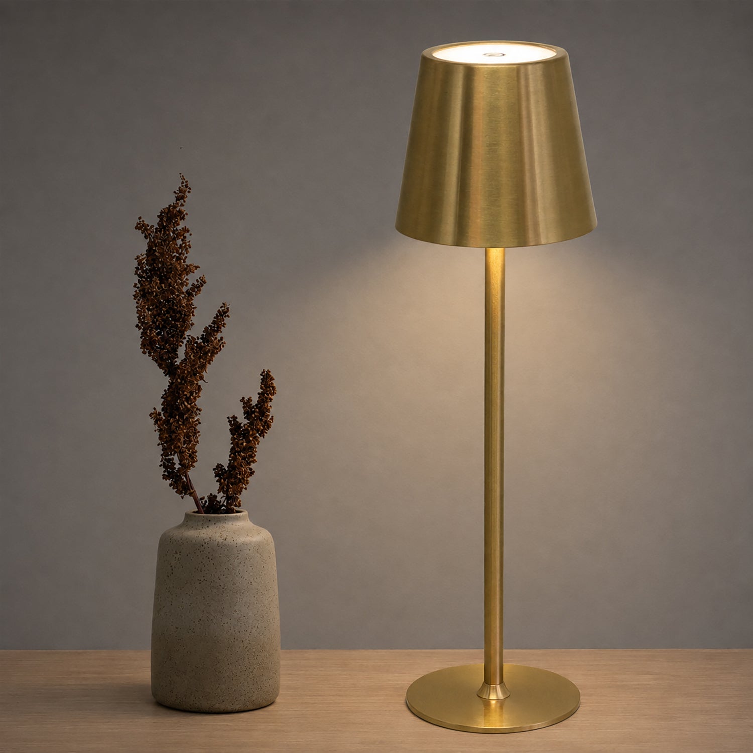 DICTROLUX - Lampada da Tavolo LED Penelope Touch Gold Dimmerabile Cordless USB