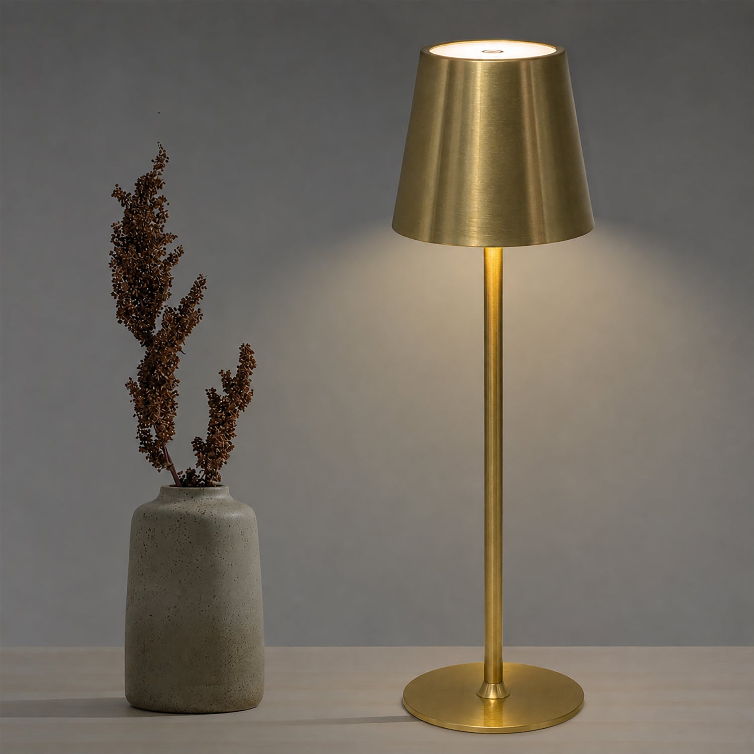 DICTROLUX - Lampada da Tavolo LED Penelope Touch Gold Dimmerabile Cordless USB