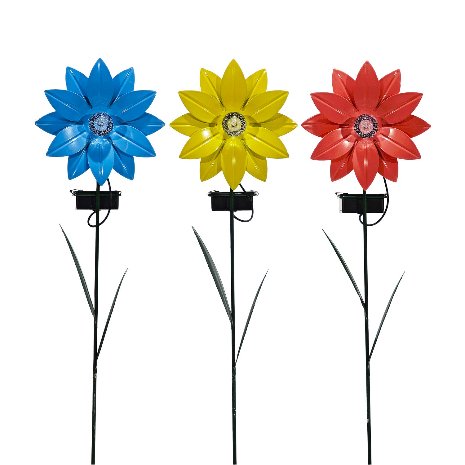 DICTROLUX - Lampada Solare Led a Fiore da giardino in metallo con picchetto h48 cm