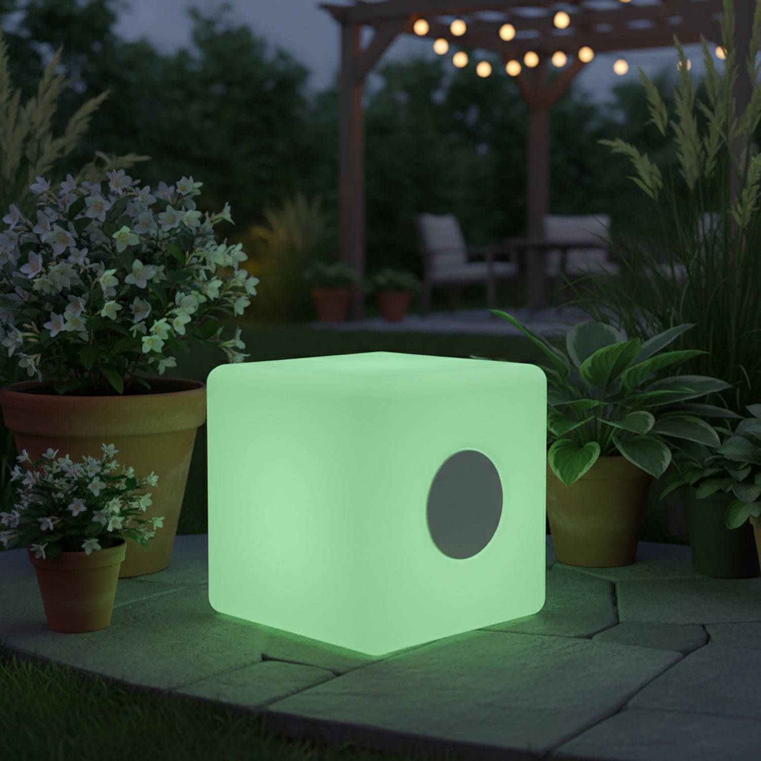 DICTROLUX - Lampada LED Ricaricabile Multicolor con Speaker Bluetooth MooNy 20x20 cm