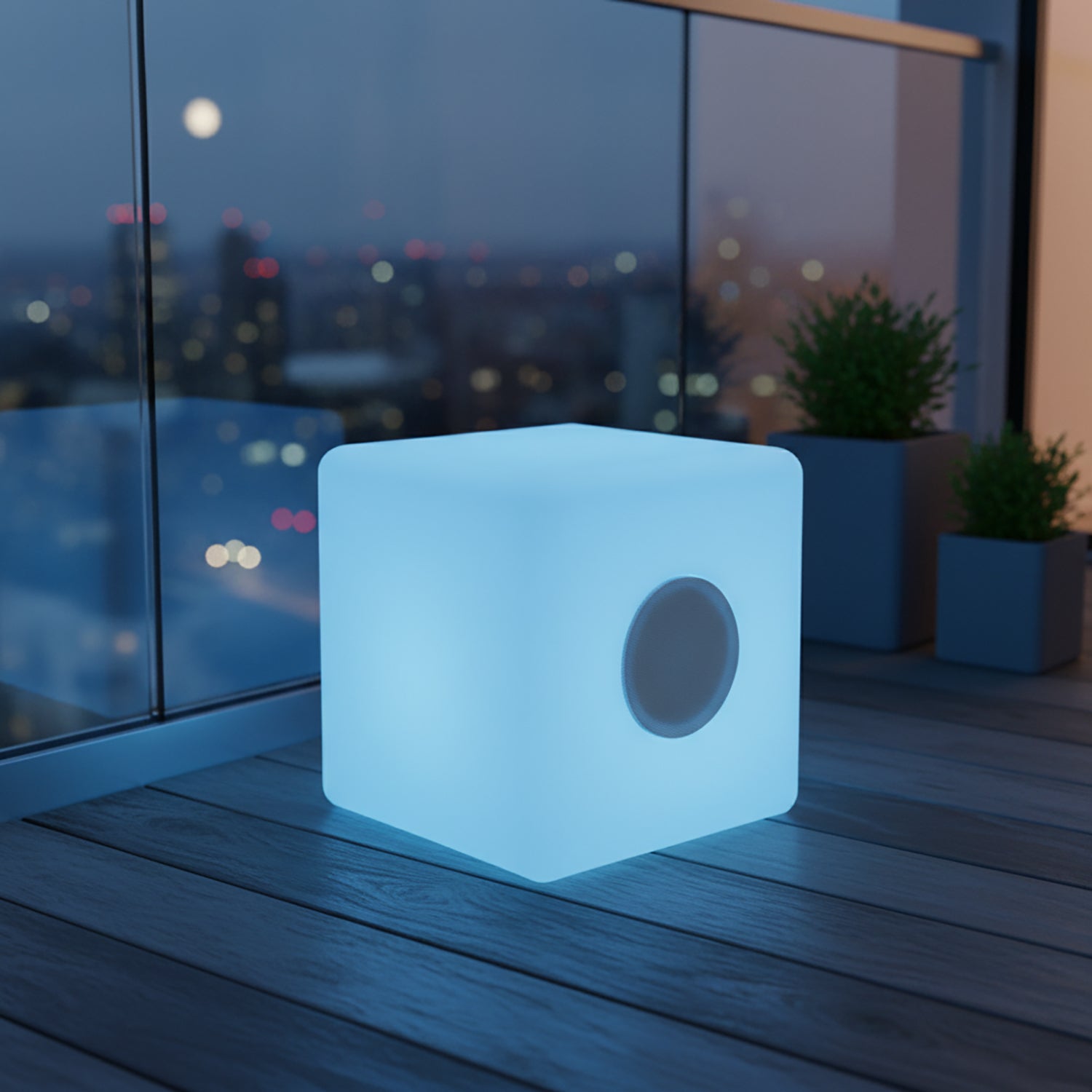 DICTROLUX - Lampada LED Ricaricabile Multicolor con Speaker Bluetooth MooNy 20x20 cm