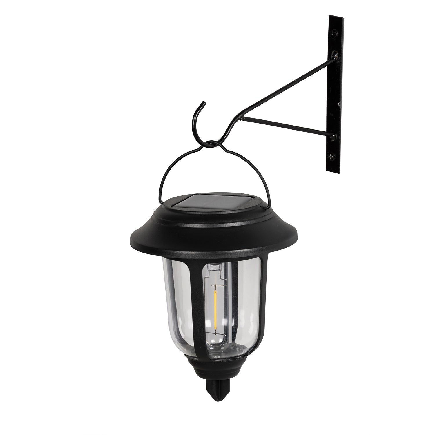 DICTROLUX - Lanterna Solare LED da giardino con Supporto a parete Luce Calda h15/18 cm