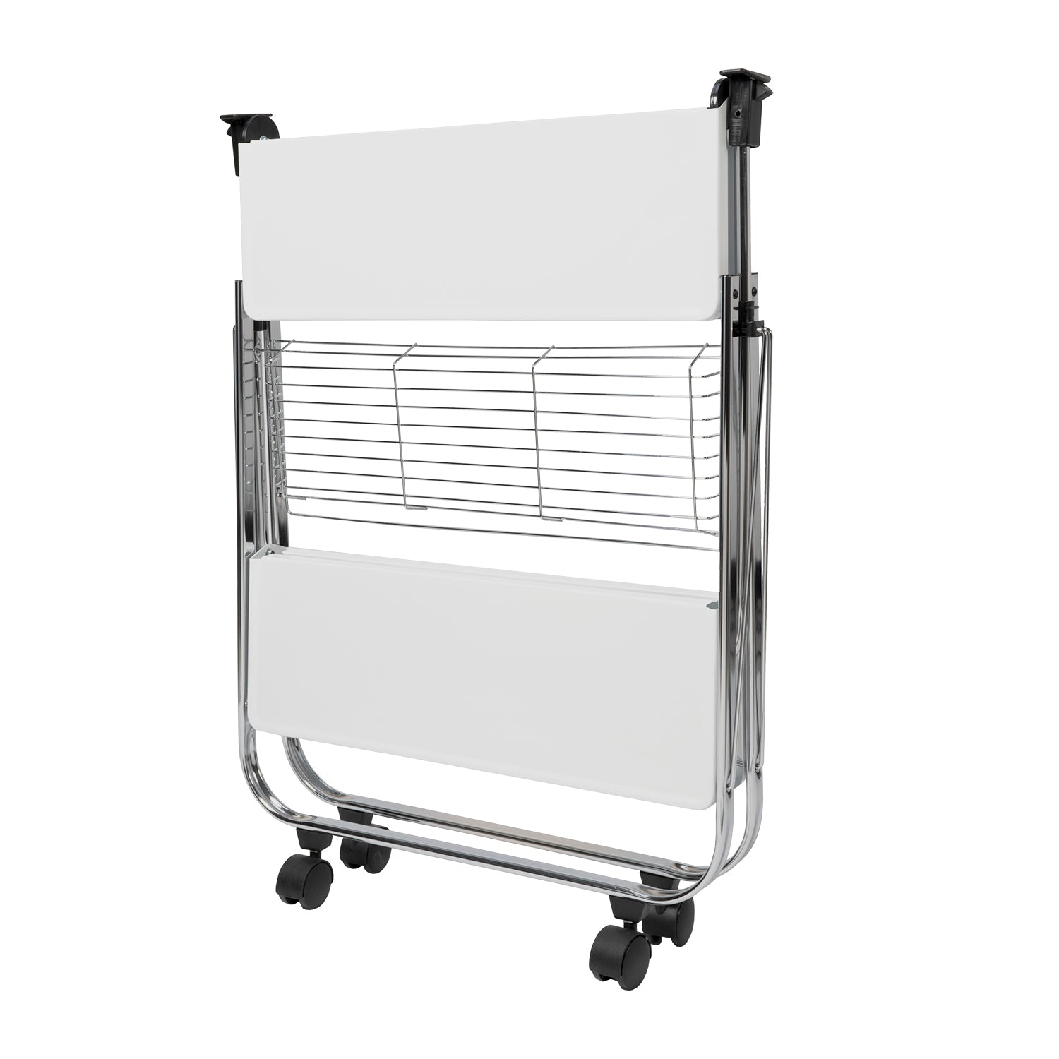 VESTIAMO CASA - Carrello da Cucina Pieghevole Salvaspazio in metallo Bianco Karry&Go - h70x68x40 cm