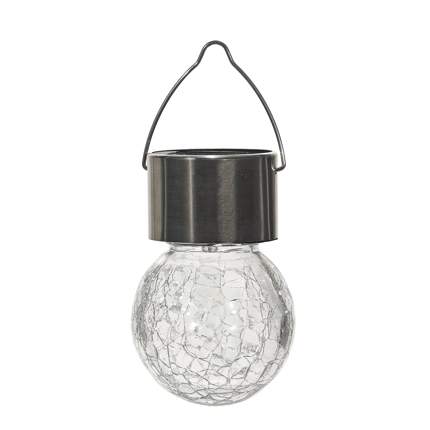 DICTROLUX - Lanterna Solare LED da giardino in Vetro e Acciaio Inox Luce Calda diametro 6 cm