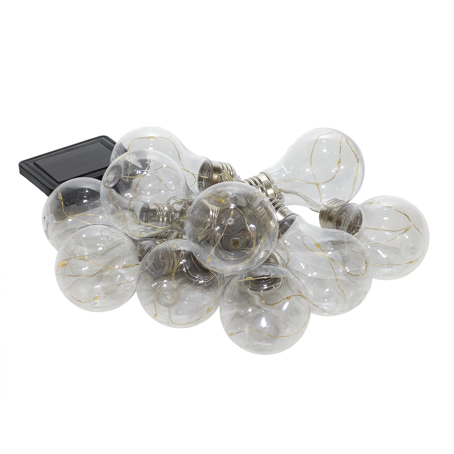 DICTROLUX - Catena Luminosa Solare 10 Lampadine LED Luce Naturale da Esterno - Lunghezza totale catena 3,80 metri