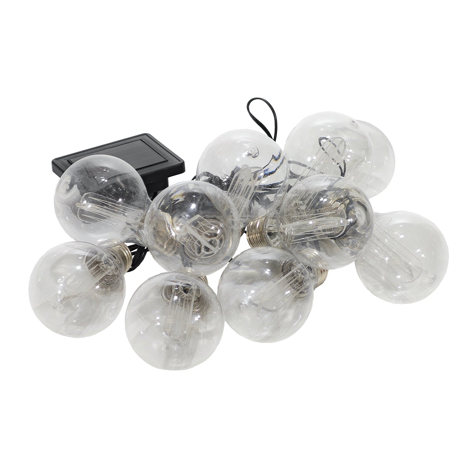 DICTROLUX - Catena Luminosa Solare 10 Lampadine LED Luce Calda da Esterno - Lunghezza totale catena 3,80 metri