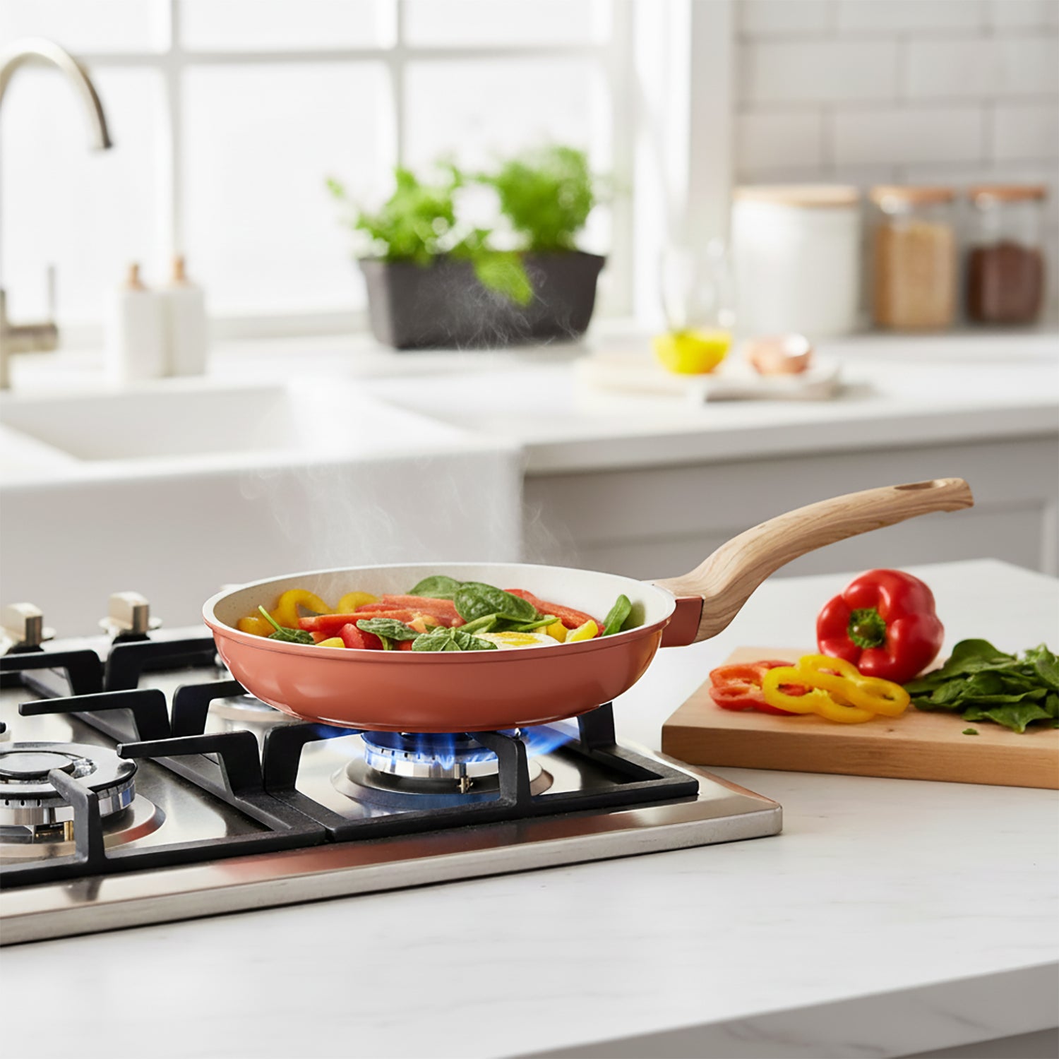 GUSTO CASA - Padella Antiaderente in alluminio pressato Crazy Wood diametro 24 cm