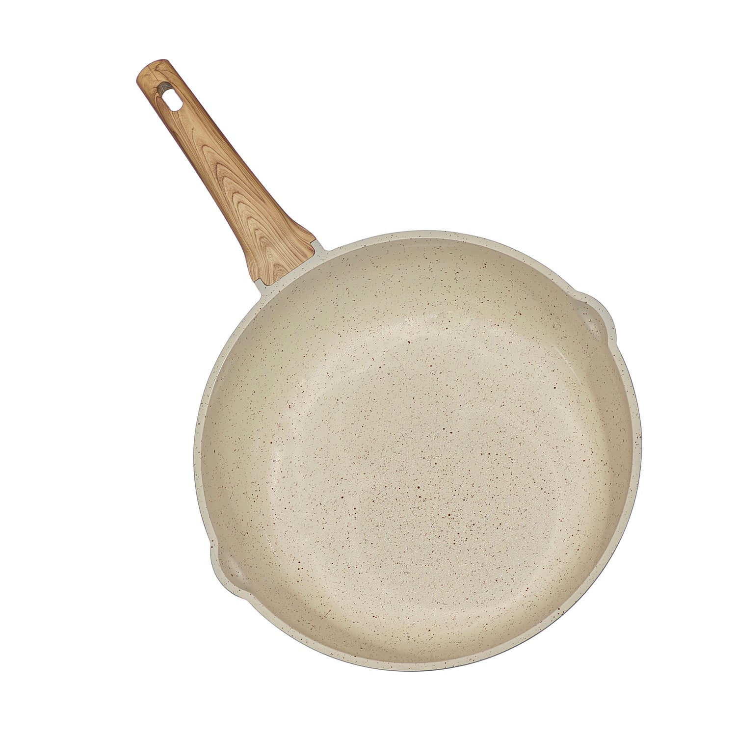GUSTO CASA - Padella Antiaderente in alluminio pressato con Coperchio in Vetro e Doppio Scolo Crazy Wood diametro 30 cm