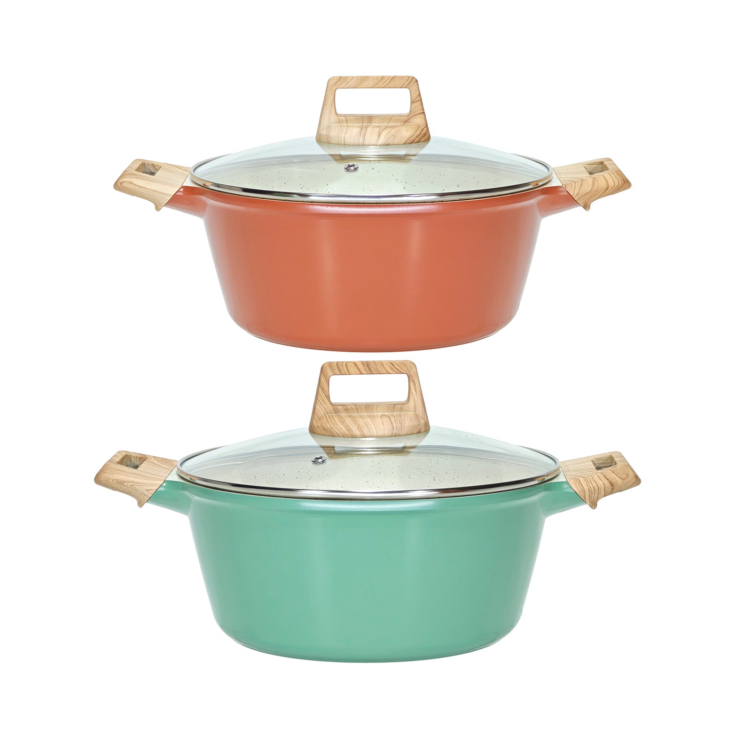 GUSTO CASA - Casseruola Antiaderente in alluminio pressato con Coperchio in Vetro Crazy Wood diametro 24 cm