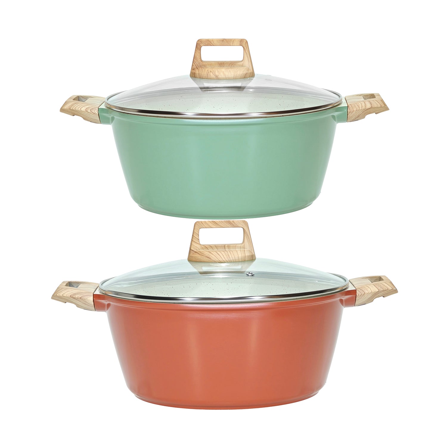 GUSTO CASA - Casseruola Antiaderente in alluminio pressato con Coperchio in Vetro Crazy Wood diametro 28 cm