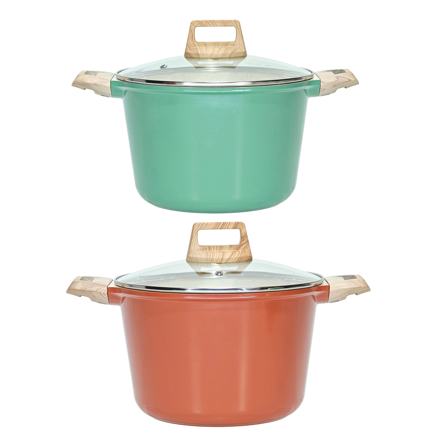 GUSTO CASA - Pentola Antiaderente in alluminio pressato con Coperchio in Vetro Crazy Wood diametro 24 cm