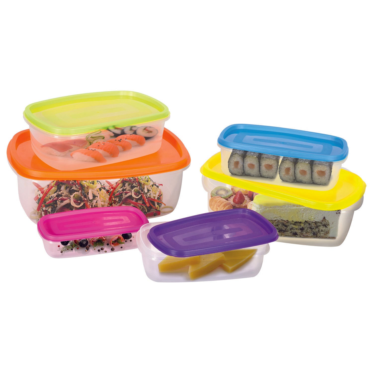 GUSTO CASA - Contenitori Rettangolari Ermetici Salvaspazio in polipropilene Food Organizer - set 6 pezzi