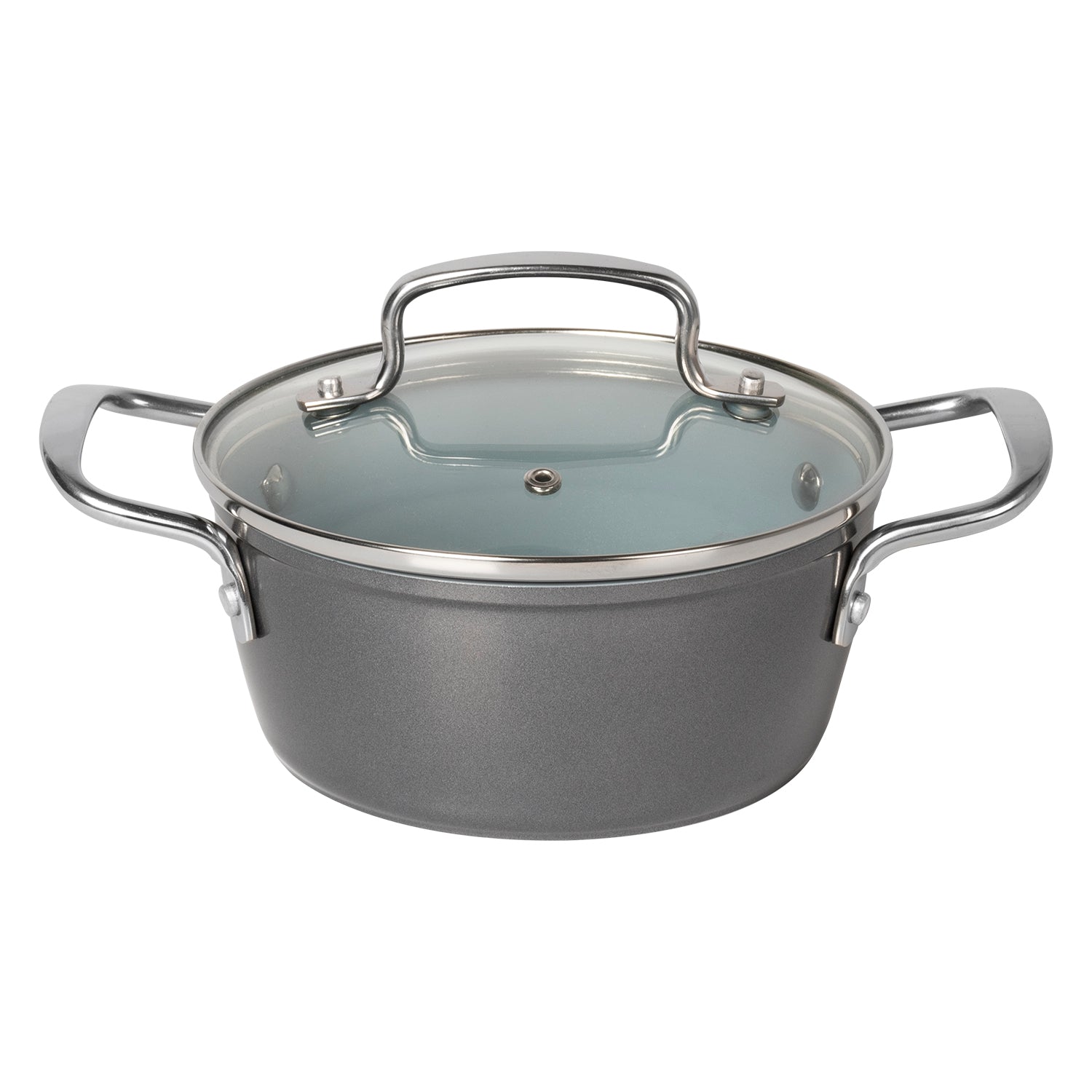 GUSTO CASA - Casseruola in alluminio forgiato con coperchio in vetro Linea Keramì diametro 18 cm