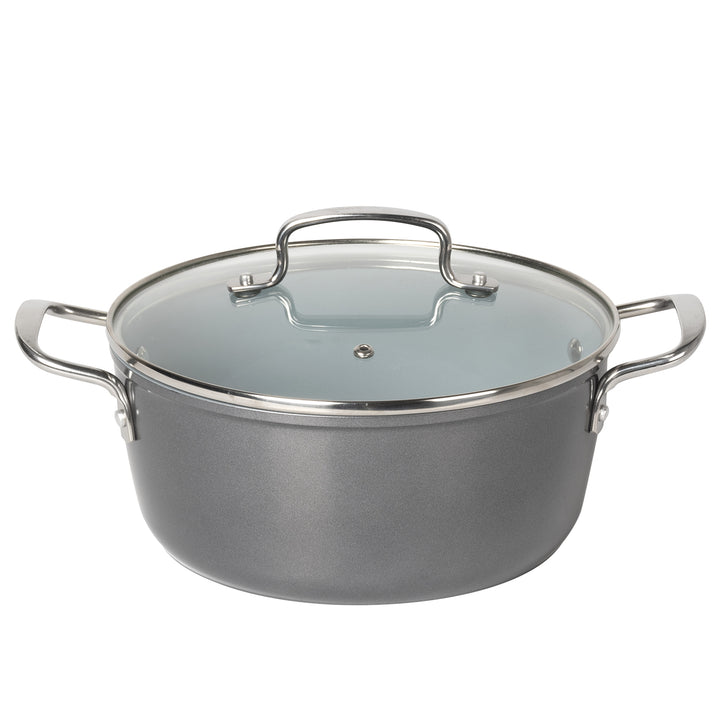 GUSTO CASA - Casseruola in alluminio forgiato con coperchio in vetro Linea Keramì diametro 24 cm