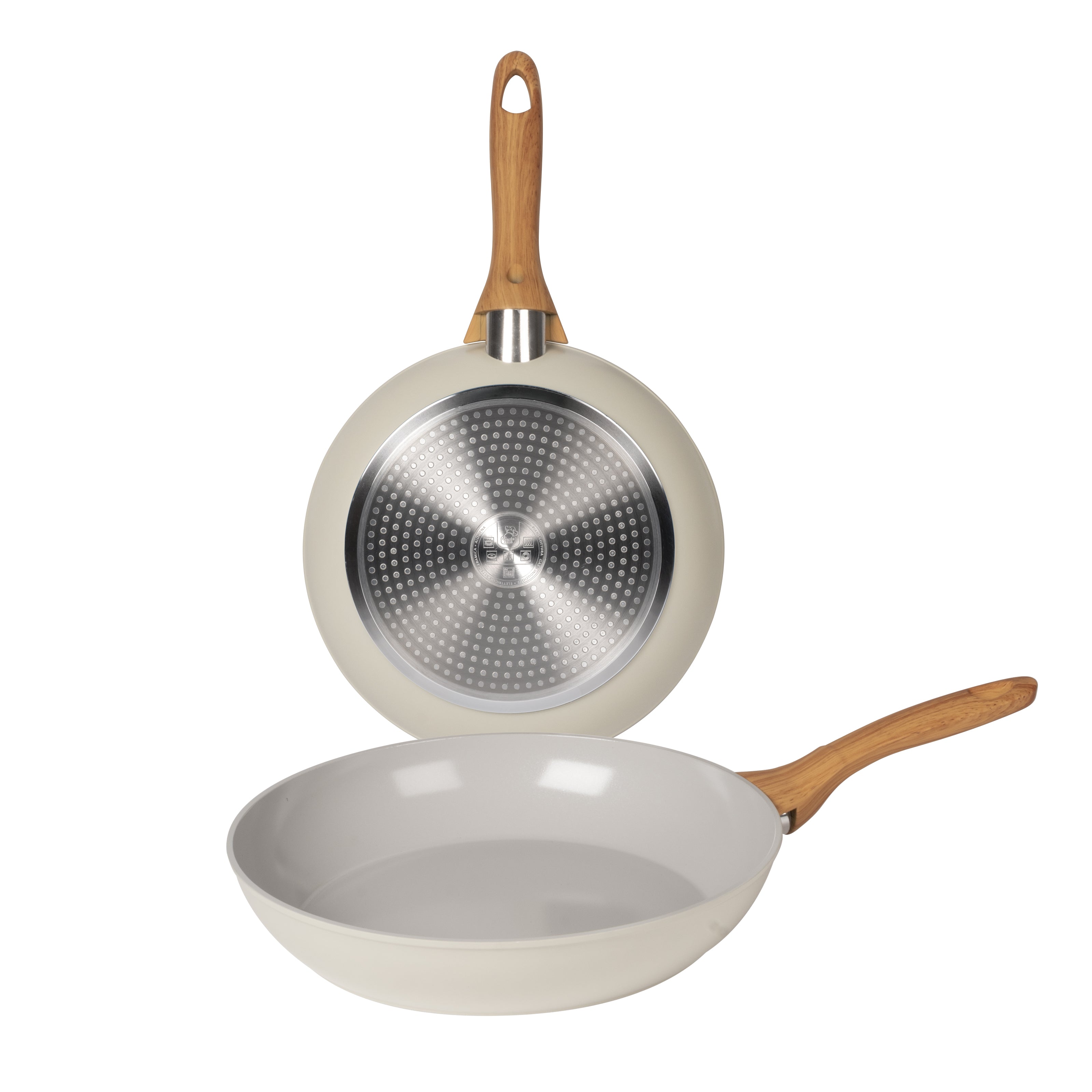 GUSTO CASA - Set 2 Padelle Antiaderenti Kaitlyn Linea Wood Style diametro 24/28 cm