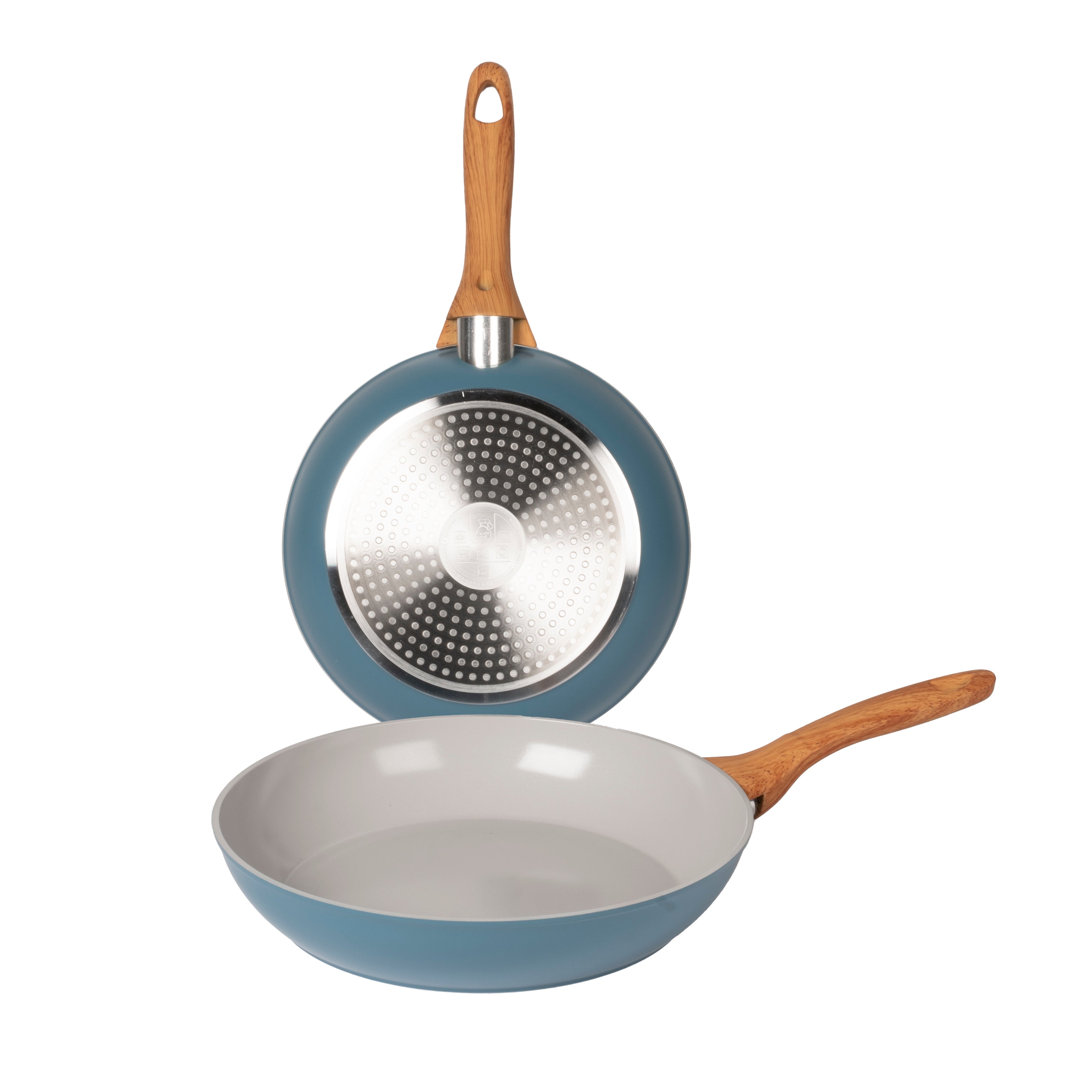 GUSTO CASA - Set 2 Padelle Antiaderenti Kaitlyn Linea Wood Style diametro 24/28 cm