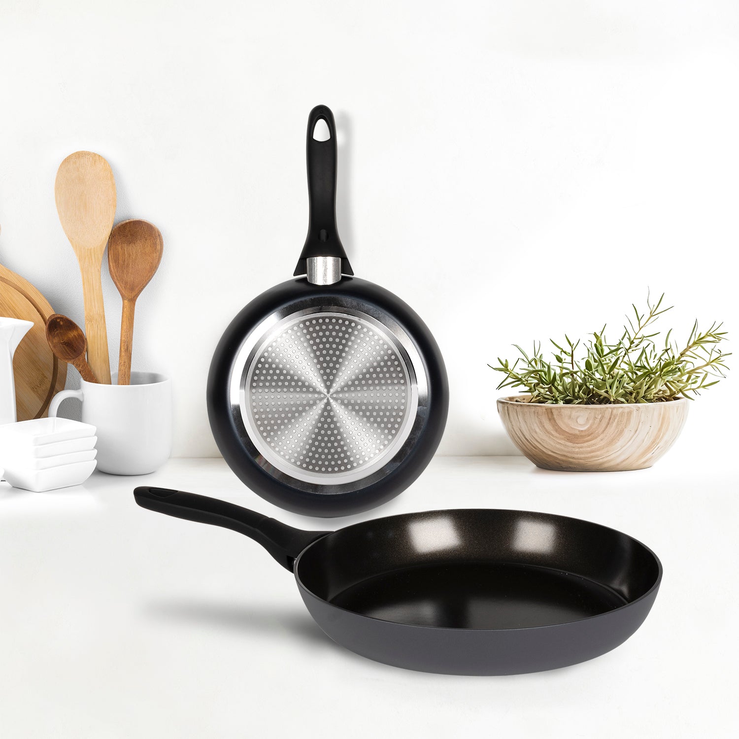 GUSTO CASA - Set 2 Padelle Antiaderenti Avoria diametro 24/28 cm