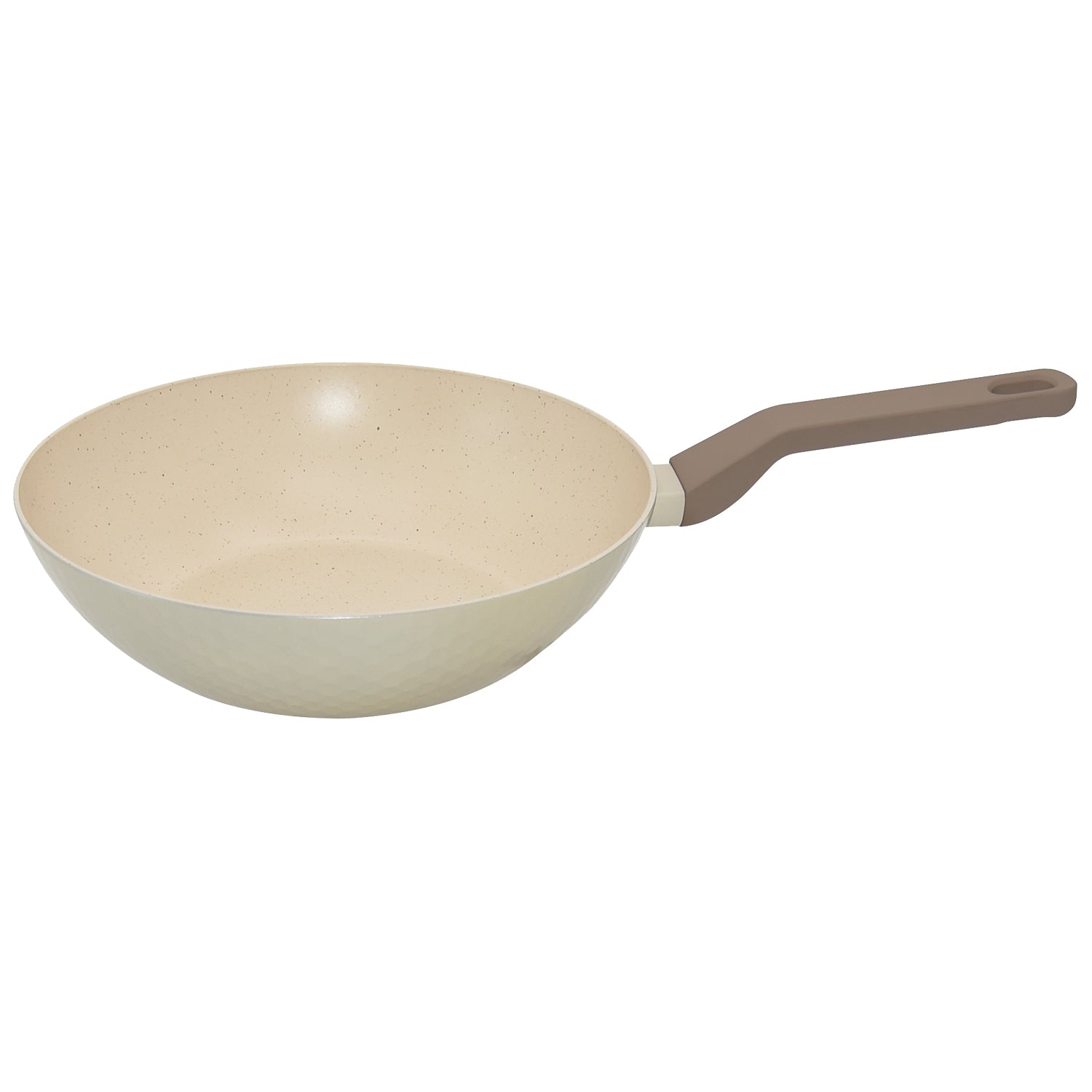 GUSTO CASA - Padella Wok in alluminio pressato Beige Linea Diamante diametro 28 cm