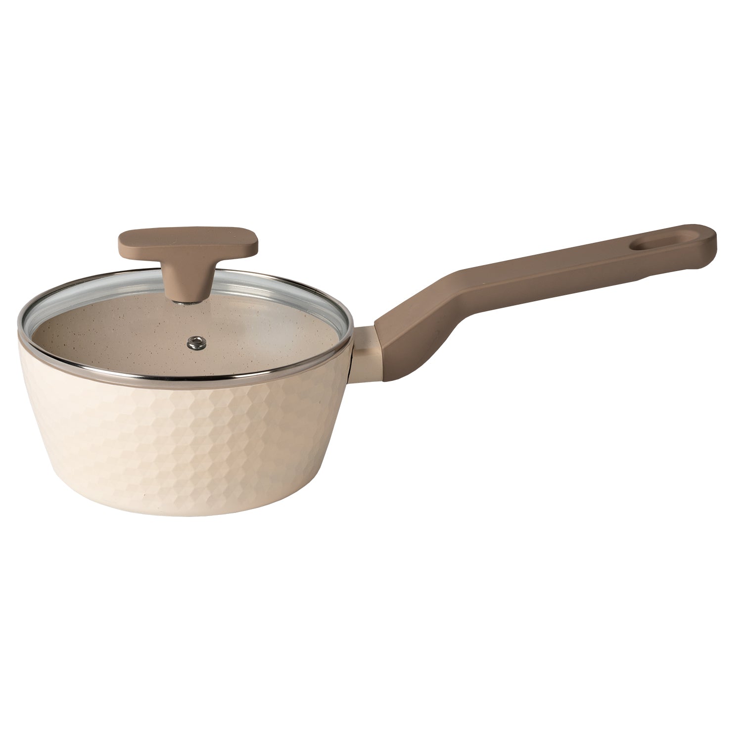 GUSTO CASA - Casseruola in alluminio pressato Beige Linea Diamante diametro 16 cm