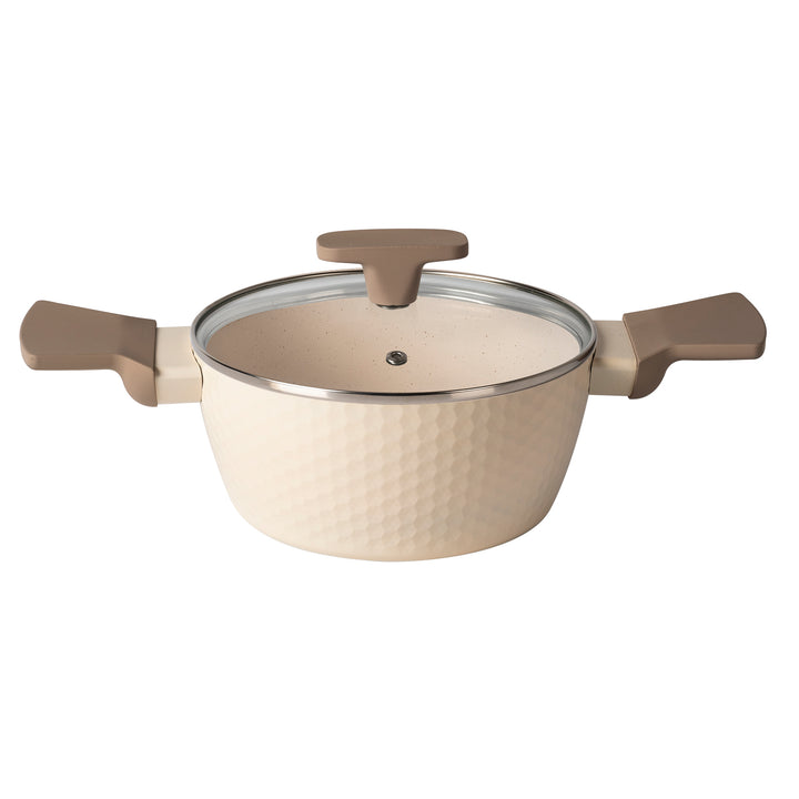 GUSTO CASA - Casseruola in alluminio pressato Beige Linea Diamante diametro 18 cm