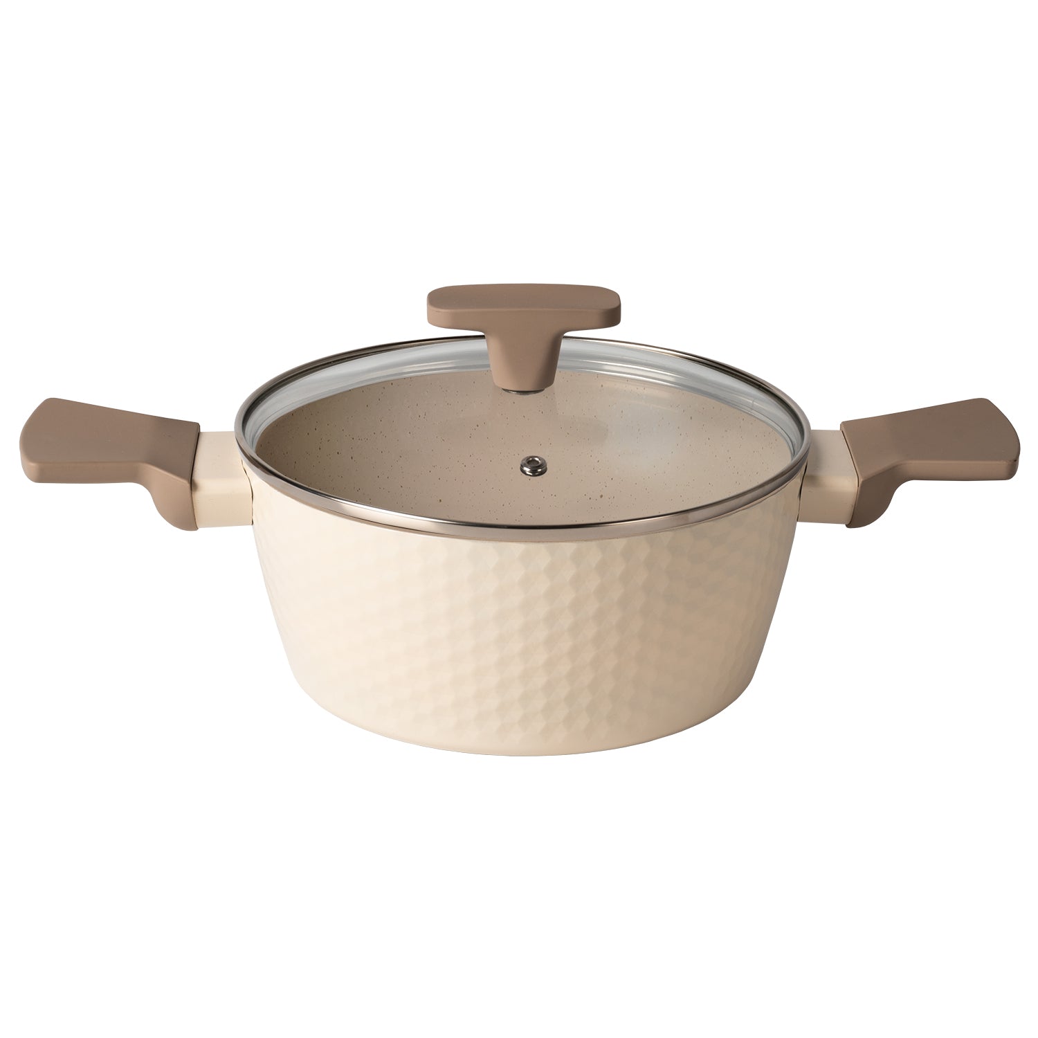 GUSTO CASA - Casseruola in alluminio pressato Beige Linea Diamante diametro 20 cm