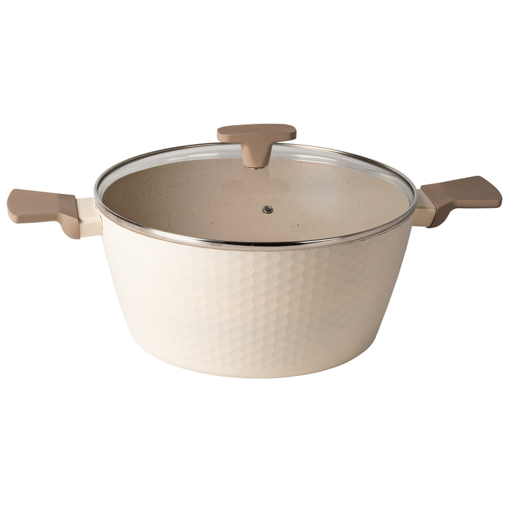 GUSTO CASA - Casseruola in alluminio pressato Beige Linea Diamante diametro 28 cm