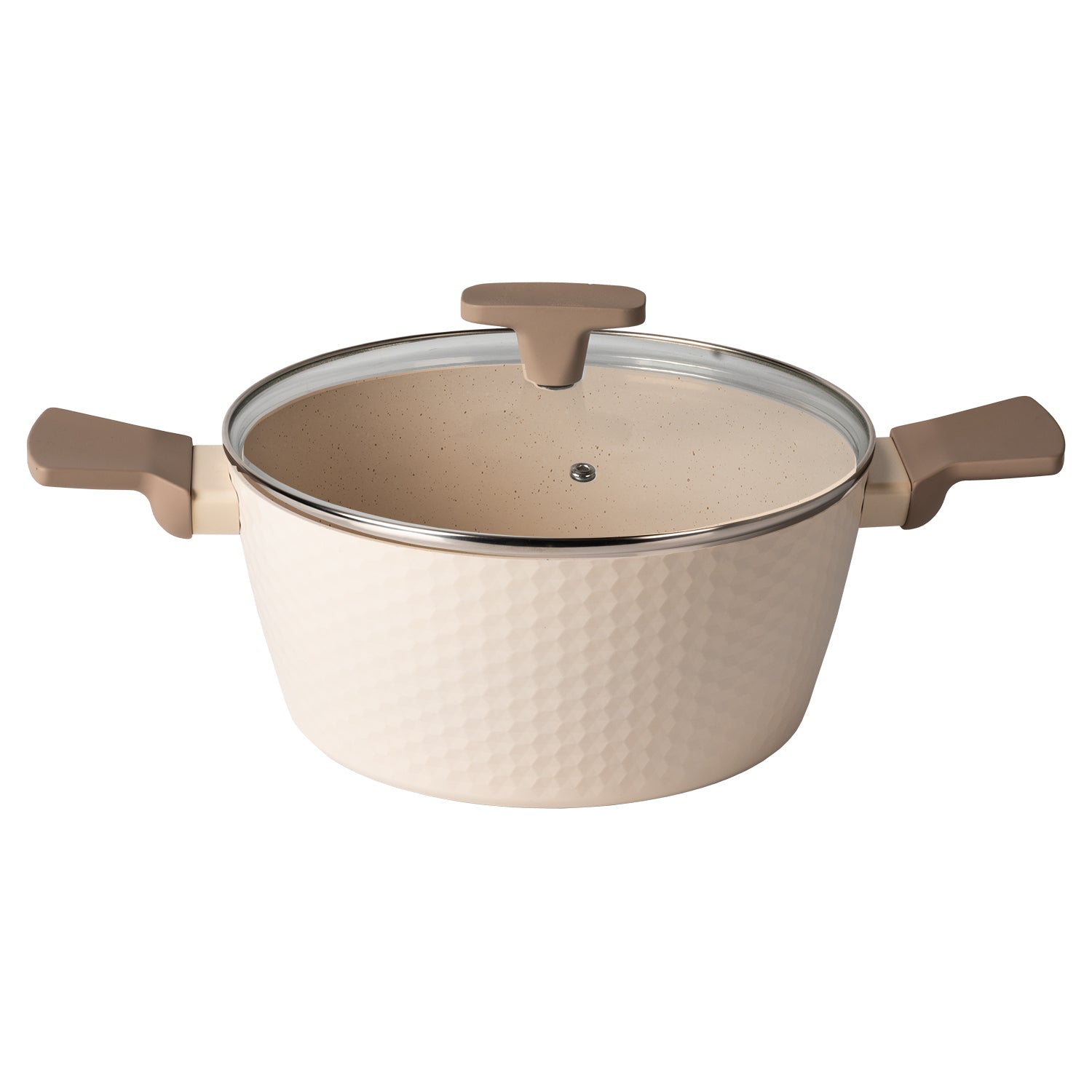 GUSTO CASA - Casseruola in alluminio pressato Beige Linea Diamante diametro 24 cm