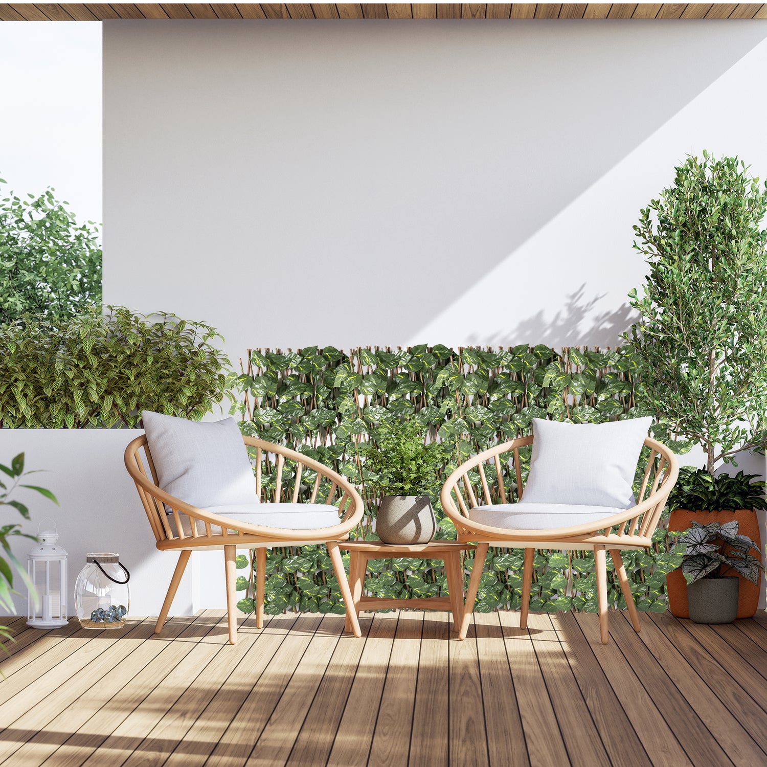 VESTIAMO CASA GIARDINO - Siepe Artificiale Estensibile con foglie di Epipremnum Aureum Verde h100x190 cm