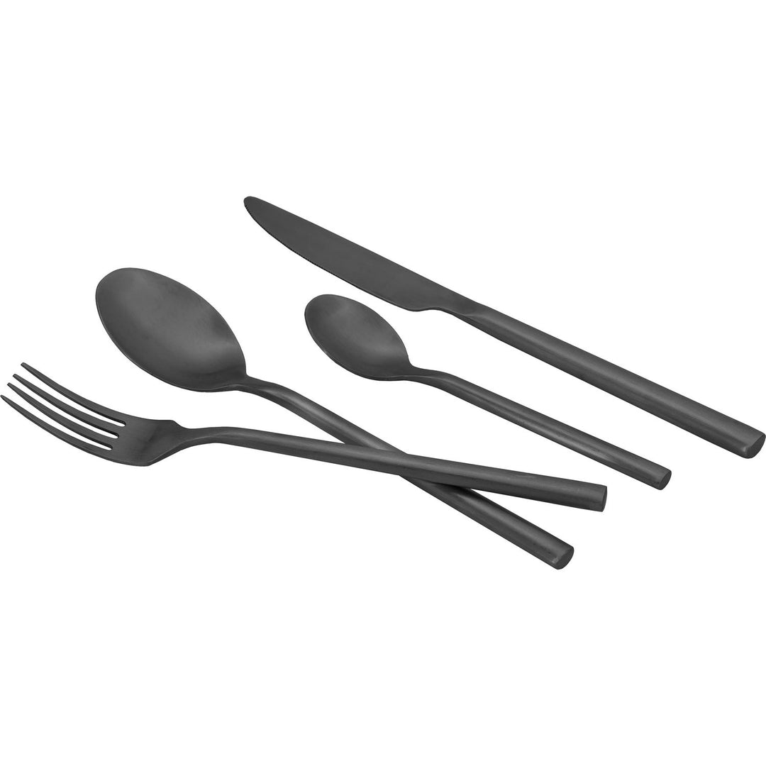 Set Posate Nere 30 Pezzi In Acciaio Inox - Servizio Moderno Per 6 Persone Lavabile In Lavastoviglie - Foto 8