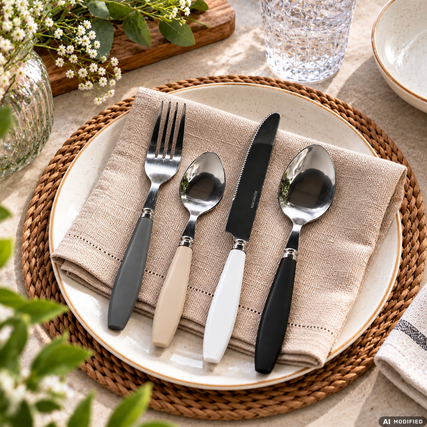 GUSTO CASA - Set Posate Giacinto 16 Pezzi in Acciaio Inox con Manici Colorati