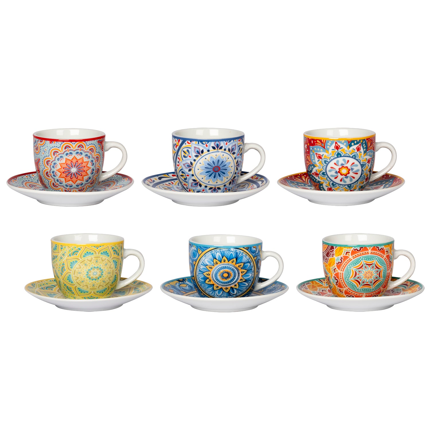 GUSTO CASA - Servizio da Caffè in Porcellana Linea Mandala 9 cl - set 12 pezzi