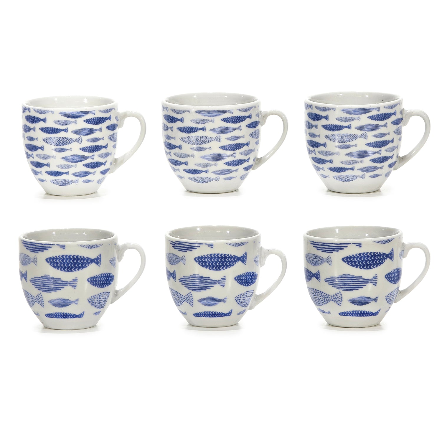 GUSTO CASA - Tazzine da caffè in Porcellana Decoro Marino Blu 9 cl - set 6 pezzi