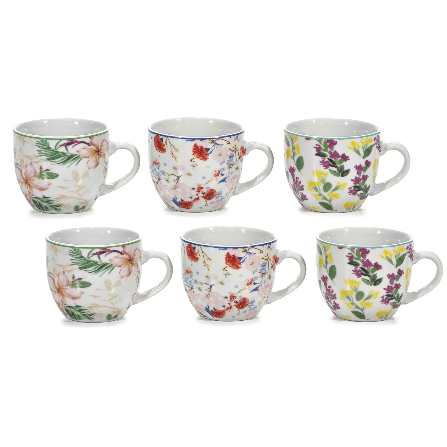 GUSTO CASA - Tazzine da caffè in Porcellana Decorata Multicolor 9 cl - set 6 pezzi