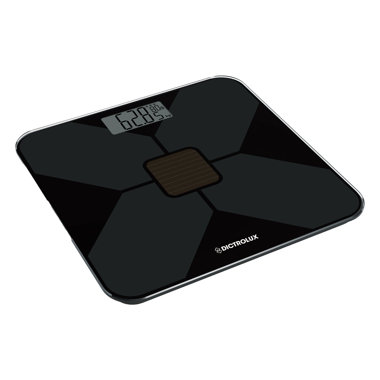 DICTROLUX - Bilancia Pesapersone Digitale Solare 180 Kg in Vetro Temperato con Display LCD Nera