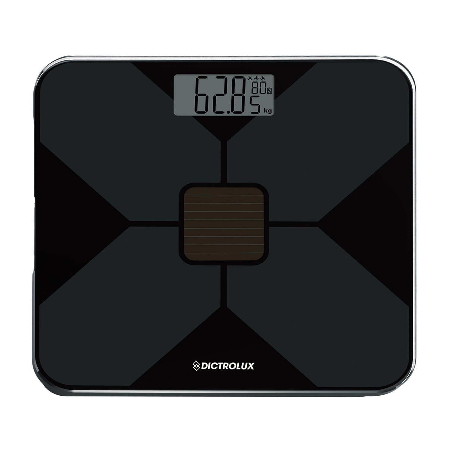 DICTROLUX - Bilancia Pesapersone Digitale Solare 180 Kg in Vetro Temperato con Display LCD Nera