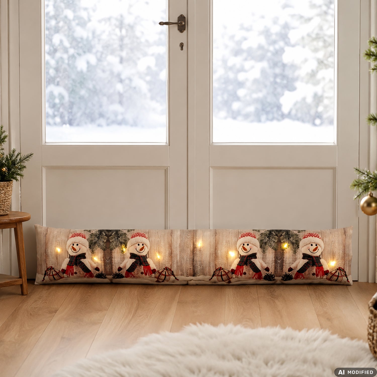 VESTIAMO CASA GRAN NATALE - Paraspifferi Luminoso Natalizio con 8 LED Bianco Caldo 100x20 cm
