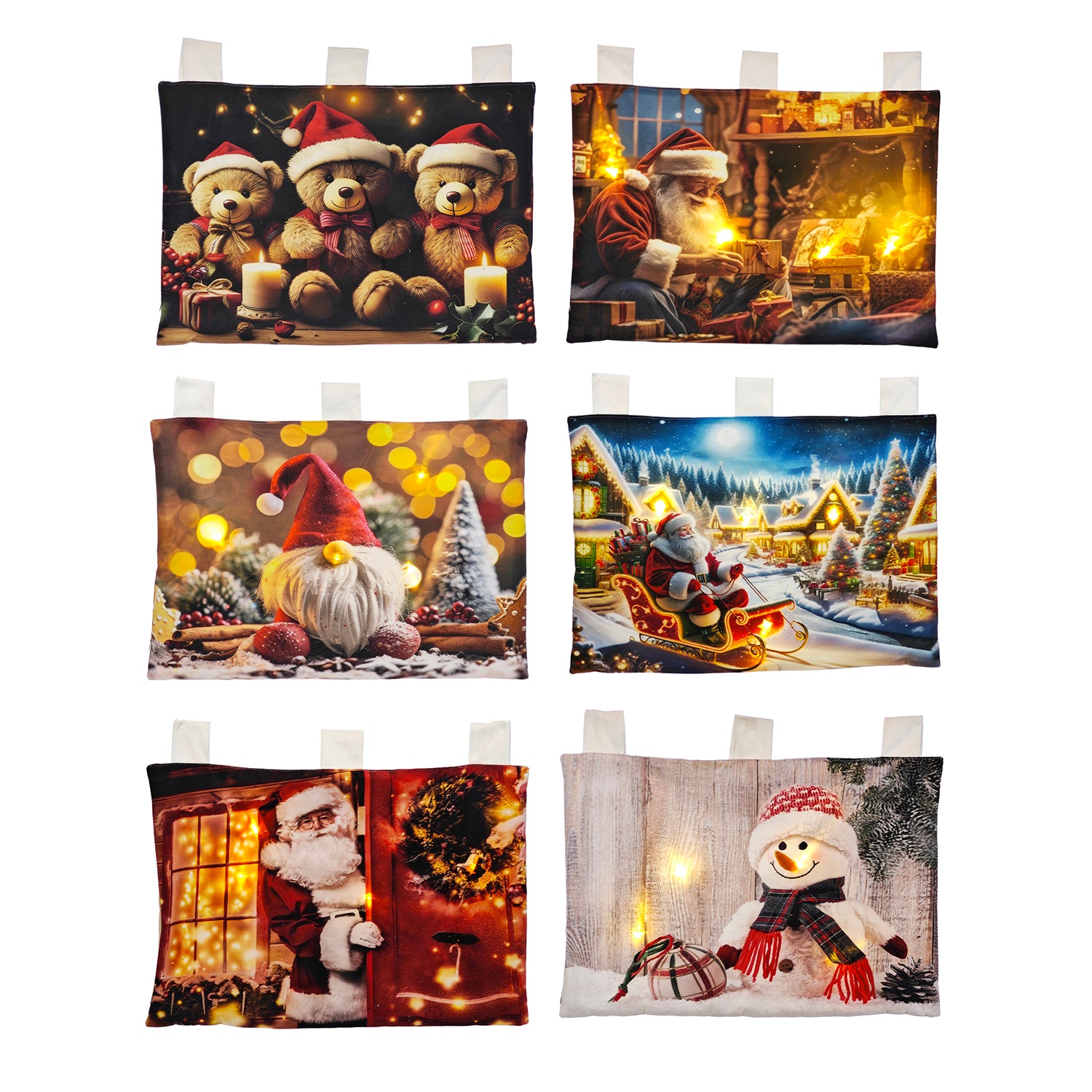 VESTIAMO CASA GRAN NATALE - Copriforno Luminoso Natalizio con 4 LED Bianco Caldo 48x38 cm
