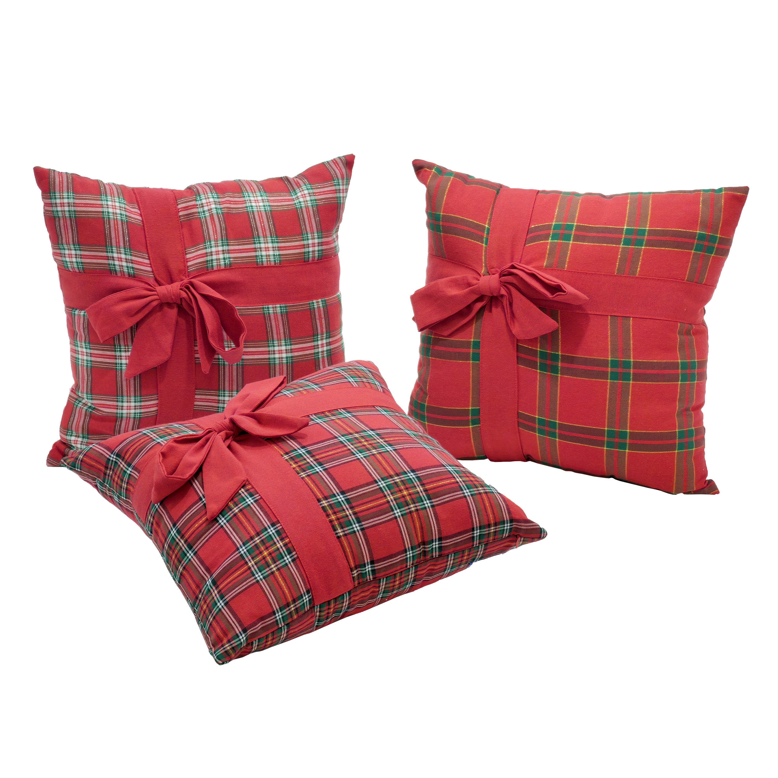 VESTIAMO CASA GRAN NATALE - Cuscino Natalizio Scozzese con Fiocco 45x45 cm