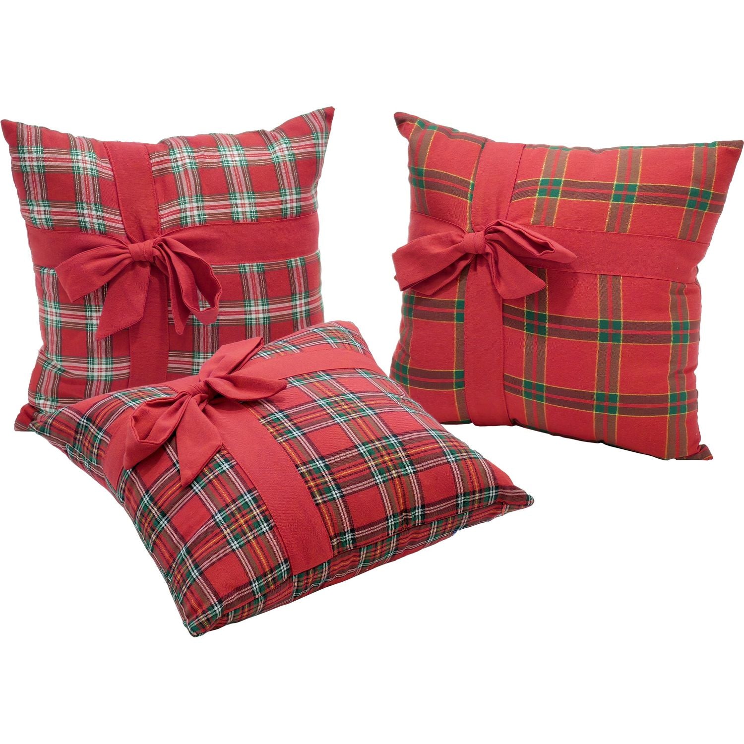 VESTIAMO CASA GRAN NATALE - Cuscino Natalizio Scozzese con Fiocco 45x45 cm