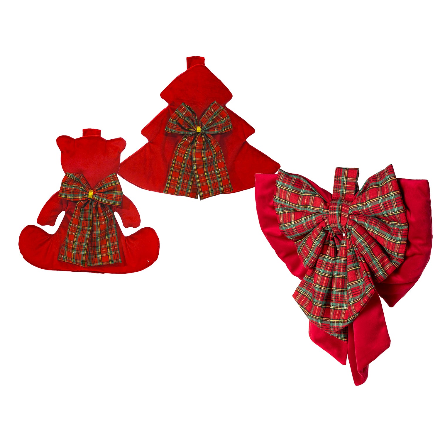 VESTIAMO CASA GRAN NATALE - Copriforno Natalizio Decorativo in Tessuto con Fiocco Scozzese 40x47 cm