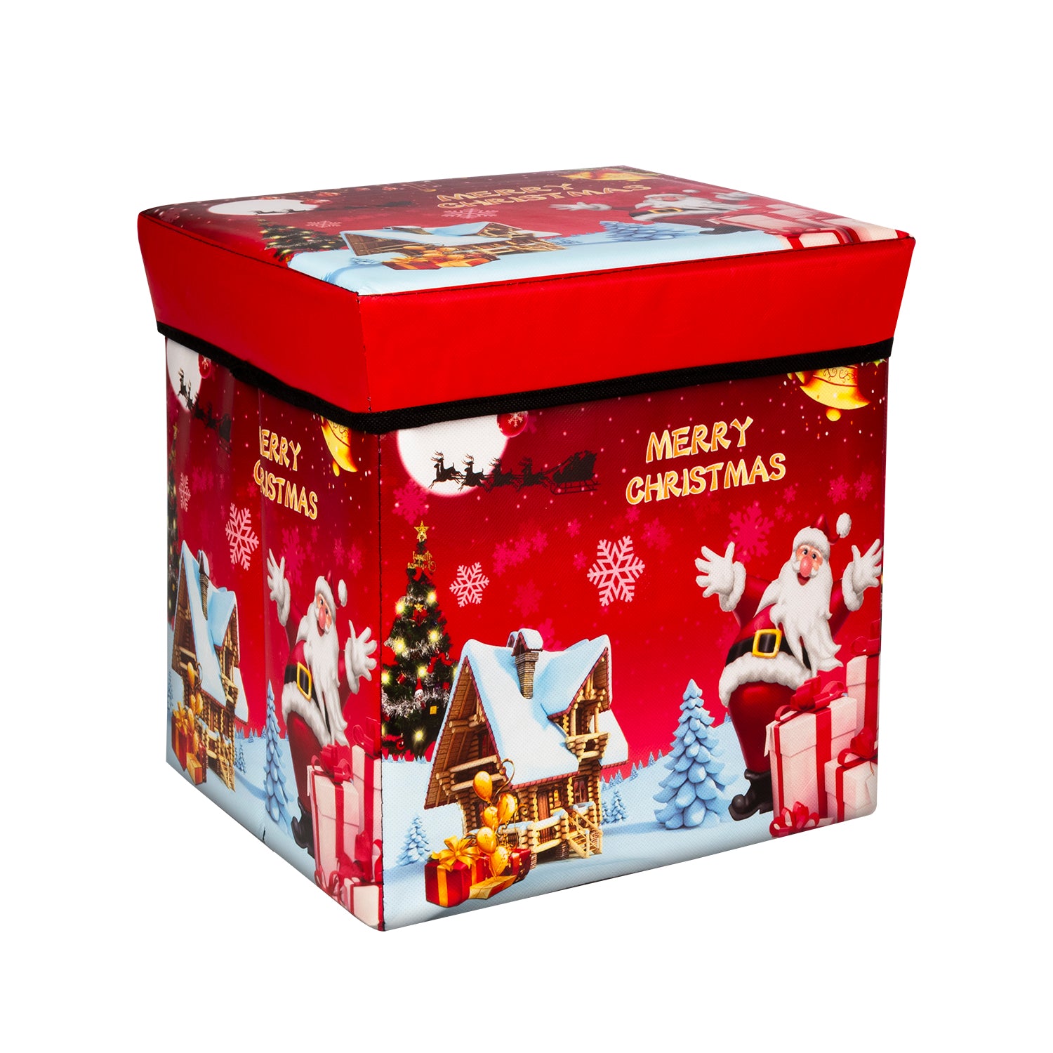 VESTIAMO CASA GRAN NATALE - Pouf Contenitore Natalizio Pieghevole h30x30x30 cm