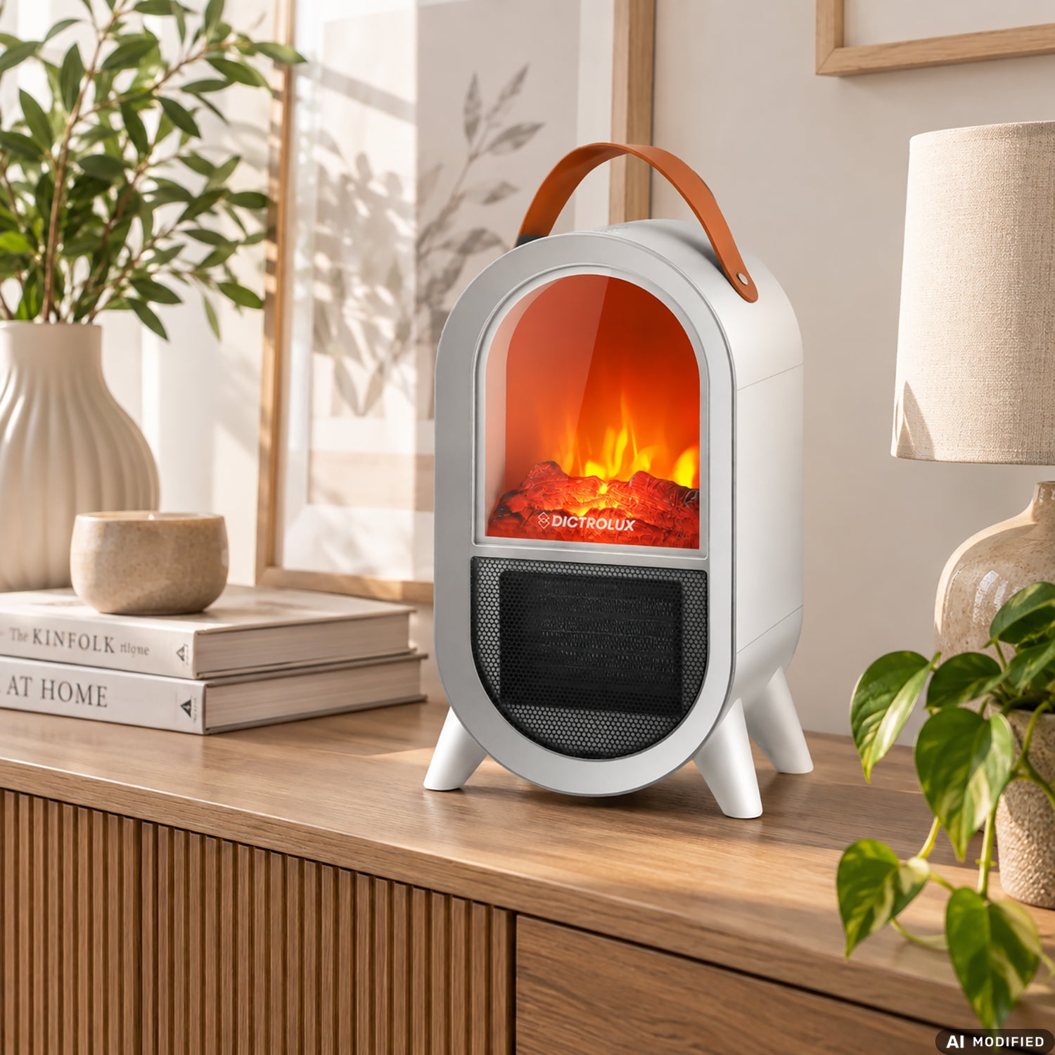 DICTROLUX - Termocamino Elettrico Decò con Effetto Fiamma 1500 Watt