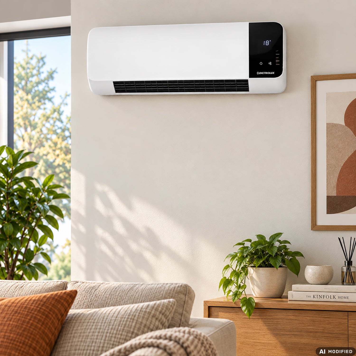DICTROLUX - Termoventilatore da Parete PTC 3031L E con Resistenza in Ceramica, Telecomando e Timer 2000 Watt