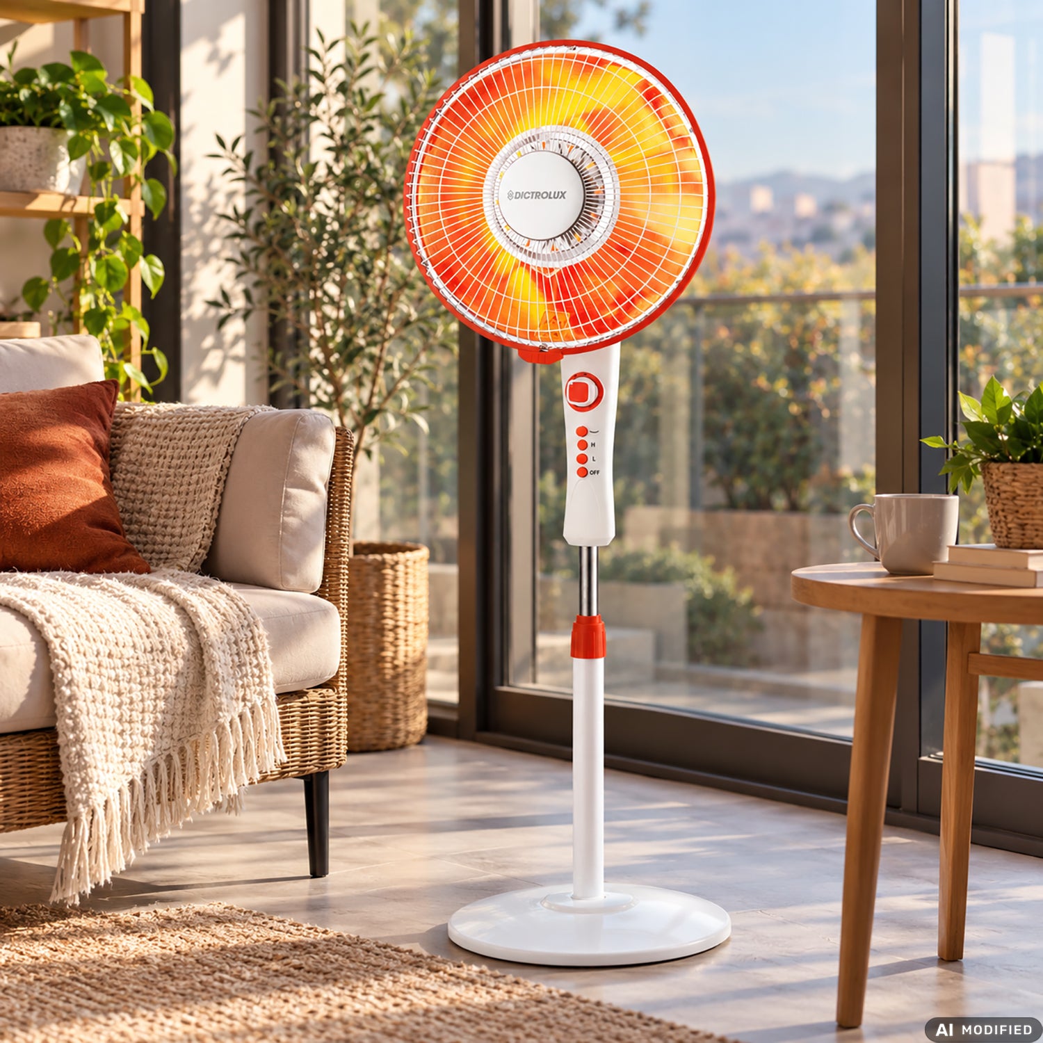 DICTROLUX - Stufa al Carbonio a Piantana Elide 2.0 con Timer e Oscillazione 1100 Watt